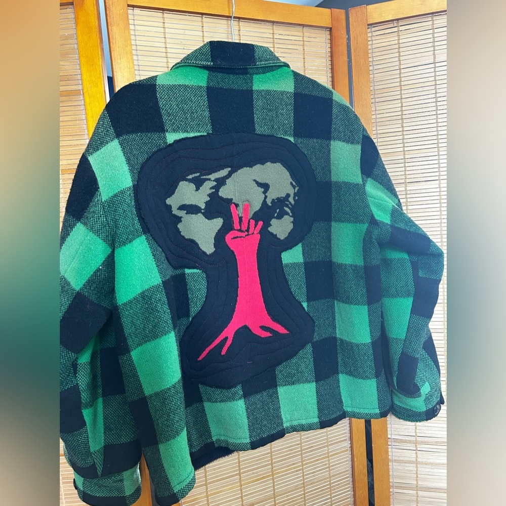 Vintage Woolrich Buffalo Plaid Wool Jacket | Custom Art Back | Size M